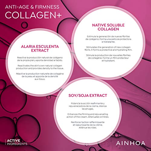 AINHOA Cosmetics - COLLAGEN+ Crema Cuello y Escote 50 ml - Tratamiento Facial Antiedad, Reafirmante, Hidratante y Antiarrugas con Colágeno marino para Mujer - Día/Noche- Calidad Profesional