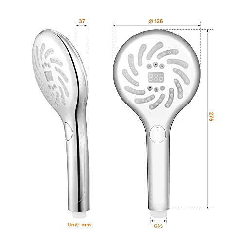 Alcachofa Ducha LED, NewBinn Cabezal de Ducha de Mano con LCD Mostrar de Temperatura Digital, Alta Presiòn Alcachofa de Ducha para Baño y Ducha, 3 Modo de Pulverización, universal G1/2