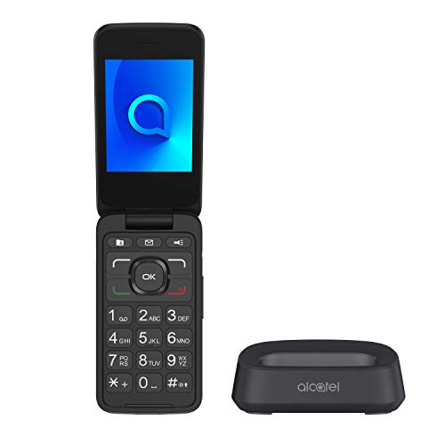 Alcatel 3026 - Teléfono móvil de fácil uso con tapa y base para cargar, botón SOS, Cámara 2MP con flash, teclas grandes, Plateado [Versión ES/PT]