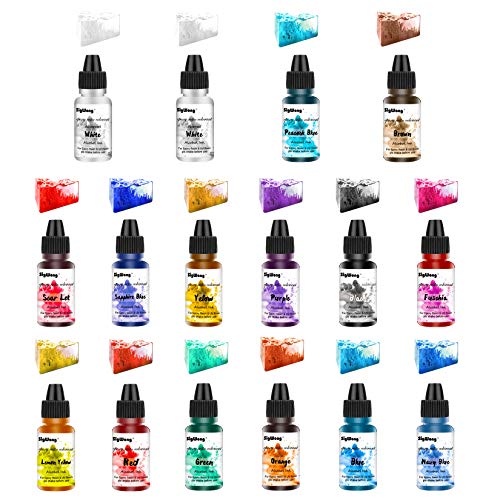 Alcohol Ink Set - 16 botellas de tinta de alcohol con colores vibrantes, tinta concentrada a base de alcohol, pintura de resina epoxi concentrada, ideal para platos de resina Petri, vasos (10 ml)