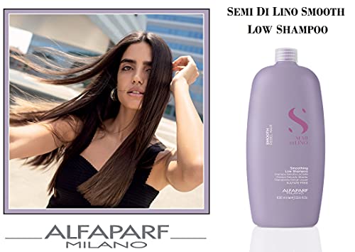 AlfaParf Semi De Lino Smooth Champú Alisador Cabello Rebelde, color Cranberry