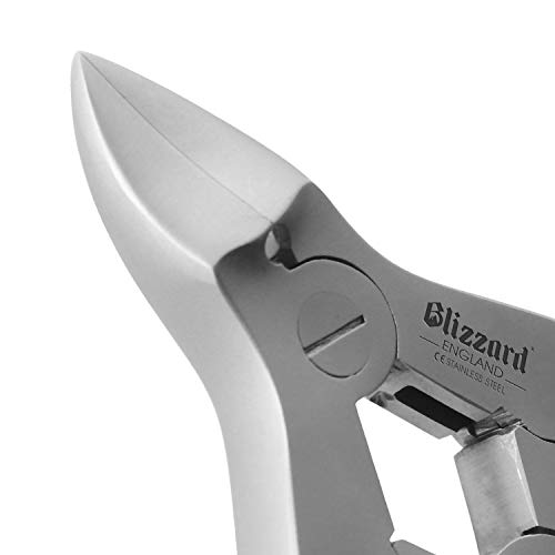 Alicate Cortauñas Blizzard - 15 cm, Triple Articulación Curvo, Resorte Doble, Acero Inoxidable Forjado Alemán - Pedicura Podología Profesional - Dispositivo Médicos, Marcado CE