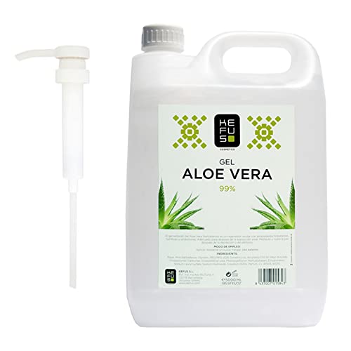 Aloe Vera 99% Kefus 5 Litros | Cosmética Vegana y No Testada En Animales | Propiedades Hidratantes Nutritivas y Protectoras