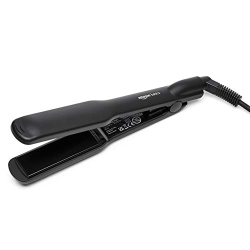Amazon Basics - Plancha de peluquería de cerámica de tourmalina y PTC con función de apagado automático, 3,2 cm, color negro