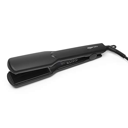 Amazon Basics - Plancha de peluquería digital de cerámica de tourmalina y PTC con función de apagado automático, 3,2 cm, color negro