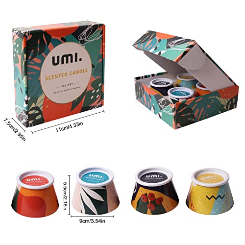 Amazon Brand - Umi Romántico Velas perfumadas – Cada una de 156 g – Vela de cera de soja natural – Juego de 4 fragancias de jazmín