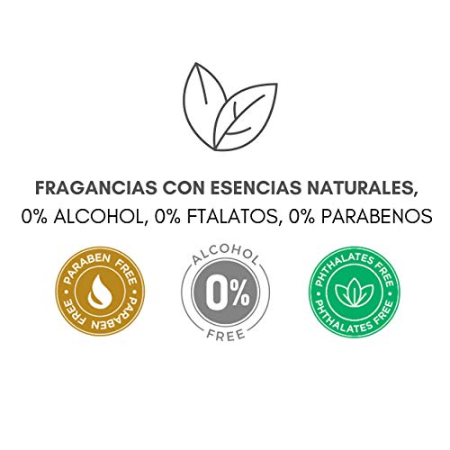 AMBICAR - Recambios para ambientador eléctrico COCHE o CASA. Pack MIX Nº2 (3 recambios) Esencias Naturales, SIN Alcohol ni Químicos. Aromas para difusor - Fragancias FRESCAS, Jazmín-Natura-Limón