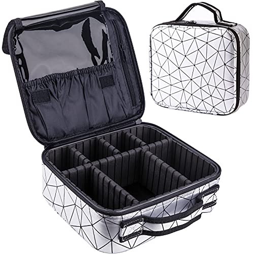 Amzeeniu Neceser Maquillaje Portátil,Bolsa Impermeable Organizador de Maquillaje Bolso Cosméticos Beauty Case de Viaje Estuche Divisores Bolsillos Profesional Cuero de PU Bolsa de Maquillaje Ligera