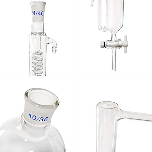 Aparato de destilación de aceites esenciales de 2000 ml Kits de cristalería de laboratorio Kits de purificador de destilador de agua de vapor con embudo de separación de estufa caliente (2000ml)