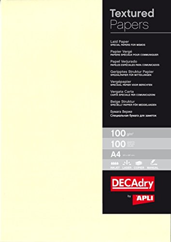 APLI-Papel textura, Verjurado crema, 100 hojas (012369)