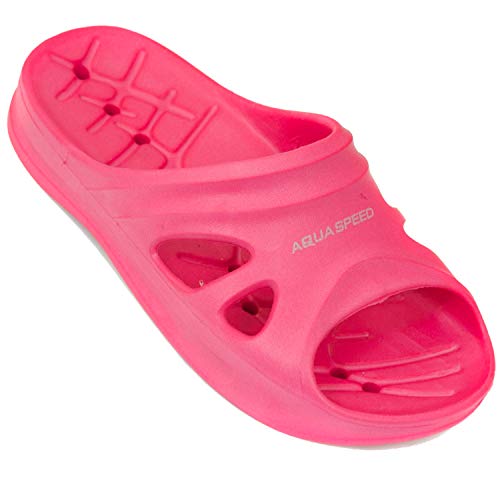 Aqua Speed Florida - Set - Zapatillas de baño + Toalla de Microfibra | Sandalias de Ducha | Zapatillas de Playa | Rosa | Tamaño: 31