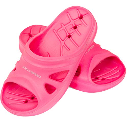 Aqua Speed Florida - Set - Zapatillas de baño + Toalla de Microfibra | Sandalias de Ducha | Zapatillas de Playa | Rosa | Tamaño: 31