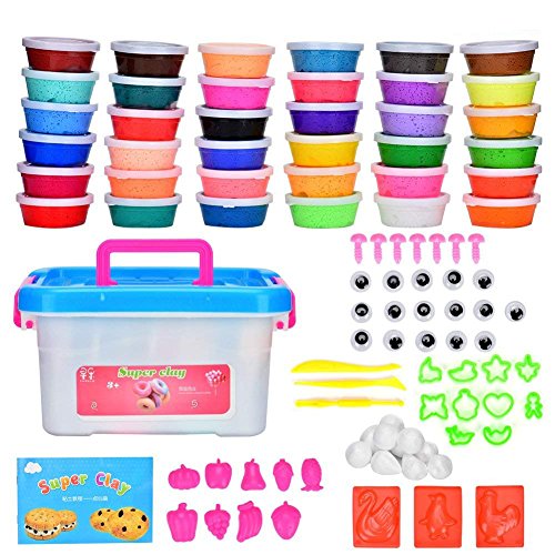 Arcilla Seca al Aire 36 Colores Cozywind DIY Slime Kit para Niños No Tóxico Arcilla Ultra Ligero Regalo Creativo Educativo Juguete,Incluido Moldes, Accesorios,Herramientas.