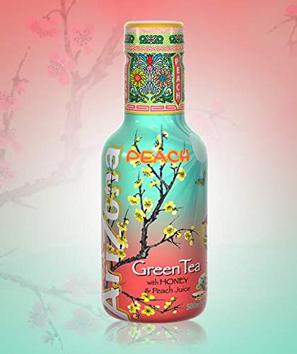 Arizona Green Tea Con miel y melocotón - Botella de 500 ml - Paquete de 6 | 100% natural | 100% placer refrescante | Jugo de melocotón real y miel premium