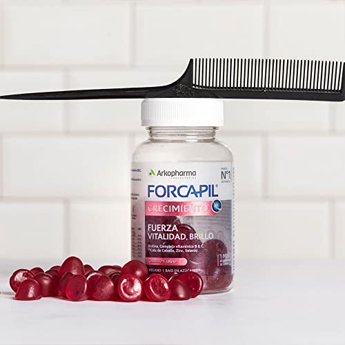 Arkopharma Forcapil Crecimiento, Pack Tratamiento de 3 meses, 180 Gummies, Sabor Frutos Rojos, Fuerza, Vitalidad y Brillo, Alta Concentración en Biotina, Vitamina B y C, Complemento Alimenticio