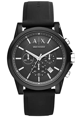 Armani Exchange Reloj Cronógrafo Armani Exchange para Hombre, Reloj de Silicona, Tamaño de Caja 44 mm, Negro