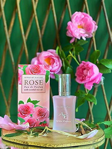 Aroma Essence, aroma a rosa carismática fragancia del valle búlgaro de rosas de larga duración, perfume romántico fresco enriquecido con aceite de rosa de damascena, 35 ml