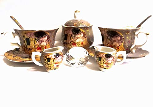 Atelier Harmony Gustav Klimt - Juego de café (9 piezas, porcelana), diseño de El beso