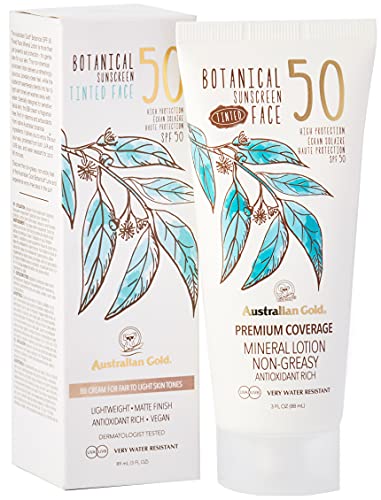Australian Gold Botanical Spf50 Tinted Face #Fair-Light, Blanco, 88 Mililitros