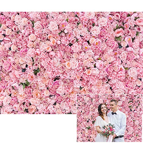 Avezano Telón de fondo de pared rosa para boda, flor de fotografía, fondo floral para día de San Valentín, cumpleaños, despedida de soltera, decoración de fiesta (2,1 x 1,5 m)