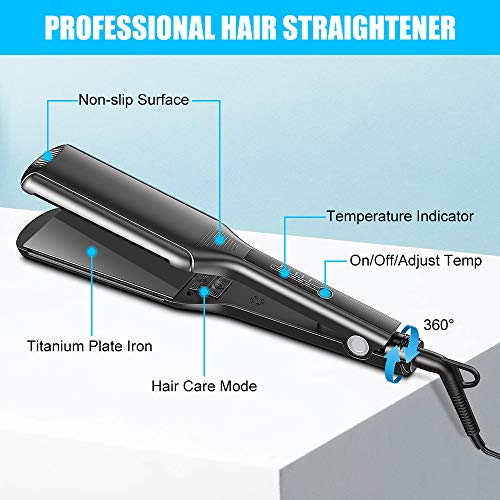 Babacom Planchas del Pelo Profesional, Plancha de Pelo de 2.16'' Titanio Flotante Extra Grande, 30s Calentamiento Instantáneo Antiestático Planchas Pelo Plancha de Cabello con 5 Temperatura Ajustable