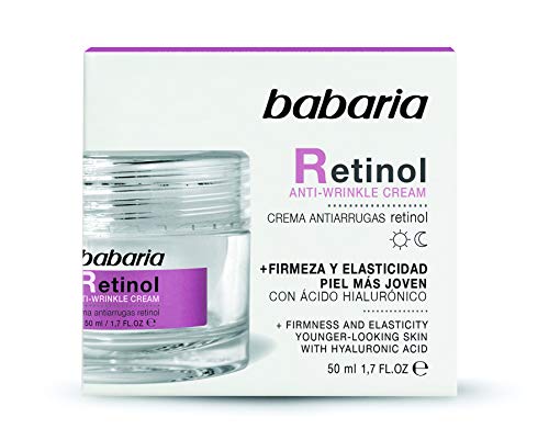 BABARIA Crema Facial Antiarrugas Mujer Retinol y Acido Hialuronico, Blanco, 50 Mililitros