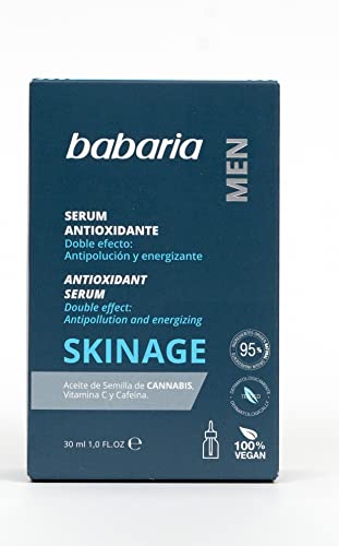 Babaria - Serum facial para hombre - Serum doble efecto: antipolución y energizante - Serum con Vitamina C que mejora la luminosidad del rostro - 100% Vegano - 30ml (31355)