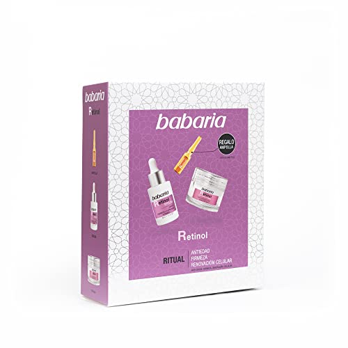 Babaria-Set Regalo Mujer-Pack Facial Retinol-Compuesto por 1 Serum Retinol 30Ml, 1 Crema Facial Retinol 50Ml y 1 Ampolla Flash Facial Retinol 2Ml