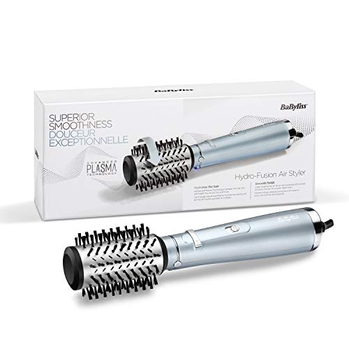 BaByliss AS773E Cepillo de Aire Caliente Hydro Fusion, Super Iónico, Cepillo secador de pelo, Seca y moldea, Voluminizador, Cepillo rotatorio 50 mm, Hidratación y Brillo, Tecnología de Plasma