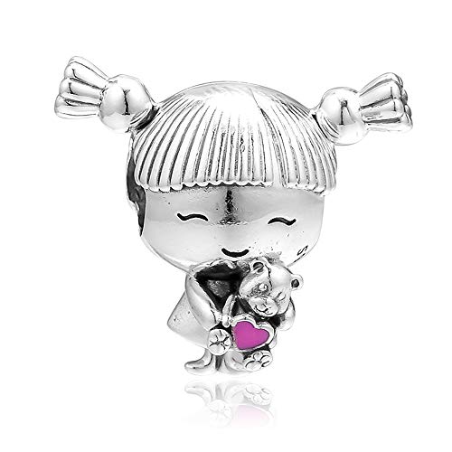 BAKCCI 2019 día de la madre regalo niña con coletas grano 925 plata DIY se adapta para pulseras Pandora originales encanto joyería de moda