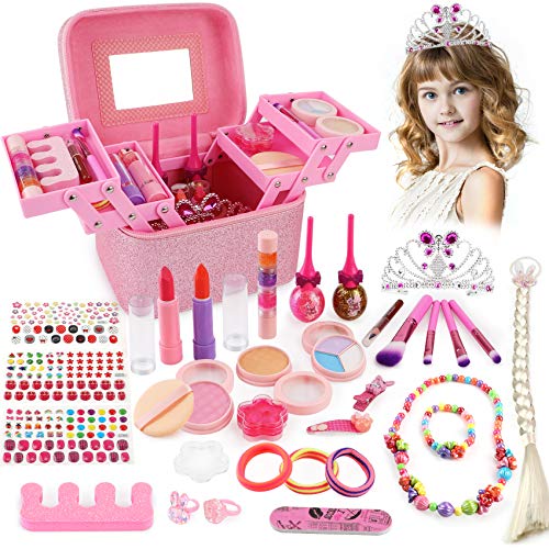 balnore Juguete de Maquillaje para niños, 34 Piezas Kit de Juguete de Maquillaje, Cosméticos Belleza Juguetes Juego de Maquillaje Lavable para Niños