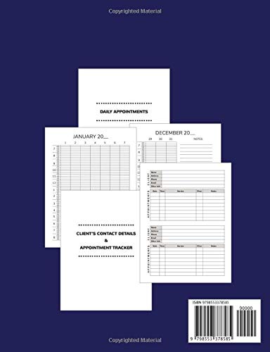 Barber Shop: Schedule and Reservation Calendar: 52 Weeks of Undated Appointment Planner with 15-Minute Time Increments: Address Pages to Write Client Contact Information and Record Availed Services