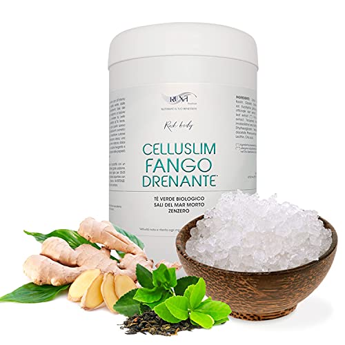 Barro Anticelulitico Sales del Mar Muerto 1300ML | Fango Crema Tratamiento Reductor Y Remodelante Arcilla Verde Té Verde Eucalipto Jengibre y Naranja