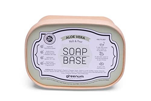 Base de jabón de aloe vera, jabón de glicerina, jabón crudo para verter sin SLS, 1 kg, embalaje respetuoso con el medio ambiente