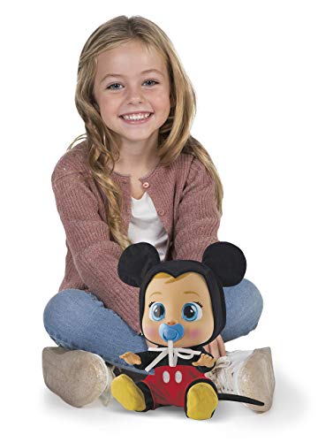 BEBÉS LLORONES Mickey Muñeca interactiva que llora de verdad con chupete y pijama de Mickey Mouse - Juguete y Regalo para niñas y niños +18 Meses