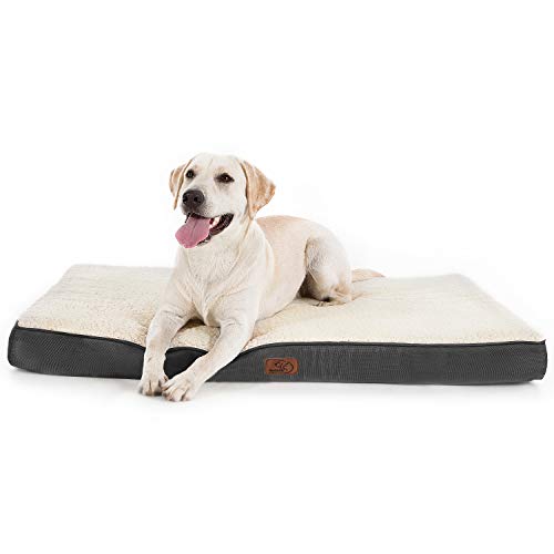 Bedsure Cama Perro Ortopédica Grande - Colchón Perro Lavable L, Desenfundable con Espuma De Caja De Huevos, 91x68x7.6 cm