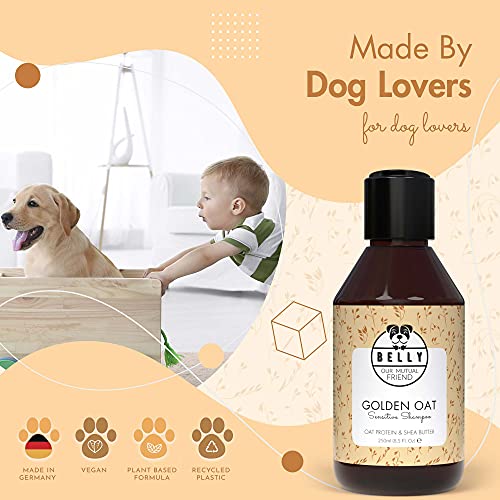 Belly Champu Perros Piel Sensible con Avena - Champu para Perros, Calma el Picor y la Irritación - Champú Perros Cachorros y Adultos - Champu Perros Dermatitis - Champu Hipoalergenico Perros, 250 ml