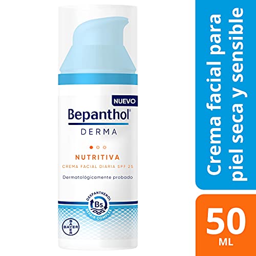 BEPANTHOL Derma Nutritiva Crema Facial Hidratante De Día Con Spf25, Piel Seca Y Sensible, 50 Mililitro