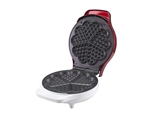 Beper - Plancha para Waffle, Gofrera, 5 Gofres a la Vez, Plancha Antiadherente 18 cm, 800 - 100 W, Rojo y Blanco