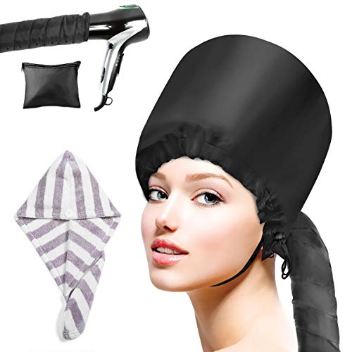 Bestcool Gorro Casco para secado, Accesorio del Secador De Pelo De Bonnet capó de manos libres con una toalla suave de microfibra para el cabello