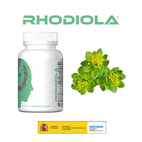 BESTME RHODIOLA ROSEA comprimidos 300mg. Suplemento para la memoria y el rendimiento mental Resistencia , Mejora el estado de ánimo - Control del Estrés - 3% de Rosavinas.30 Cápsulas