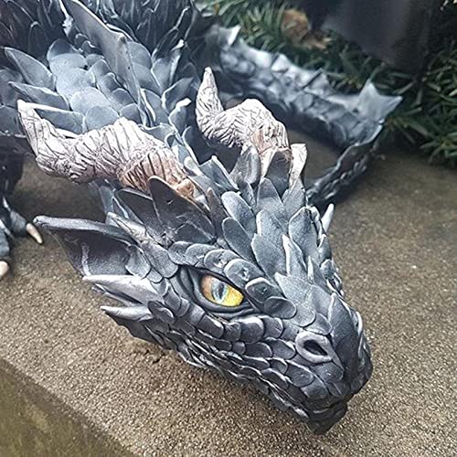 Big Squatting Dragon Sculpture, Dragon Guardian Home Ornaments, Resin Garden Dragon Statues Outdoor Decoration, Gothic Dragon Sculpture Crafts Decor for Patio Front Garden Lawn