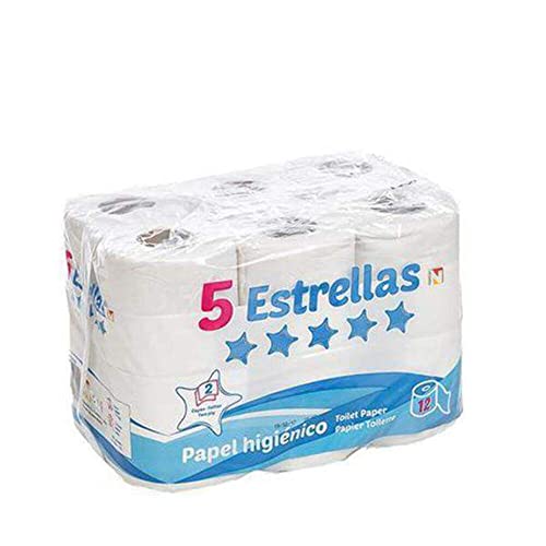 BigBuy Cleaning S2500628 Papel Higienico, 5 Estrellas, Pack de 12