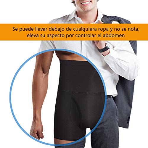 Bingrong Fajas Pantalones Braga Moldeadora Abdomen Hombre Boxers Calzoncillos Moldeador Orificio Fitness Ropa Interior Negra Elástico Shapewear for Men Faja Reductora Adelgazante (Negro, Medium)