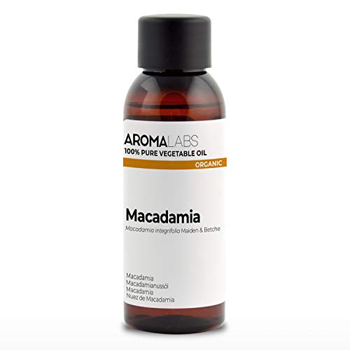 BIO - Aceite vegetale de Nuez de Macadamia - 50ml - garantizado 100% puro, natural y prensado en frío - Orgánico certificado por Ecocert - Aroma Labs