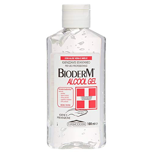 Bioderm - Gel Hidroalcoholico Desinfectante de Manos 100 ml - Gel de Manos Desinfectante e Hidratante con Aloe Vera y Miel - Higienizante Antiséptico - Sin Aclarado