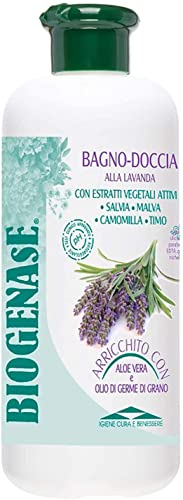 Biogenase - Gel de Ducha Relajante De Lavanda - Gel Enriquecido con Extractos de Aloe Vera y Germenes de Trigo - Gel de Ducha Hidratante y Emoliente - Ideal para pieles secas y sensibles - 500 ml