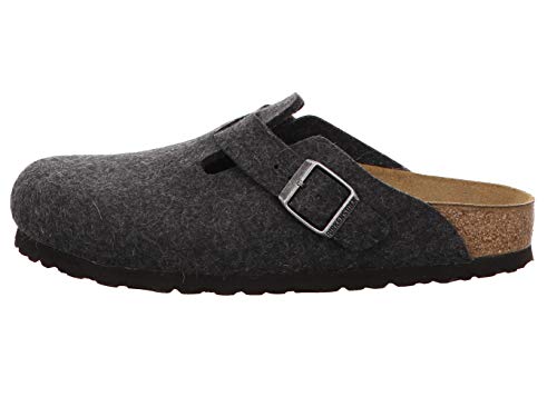 Birkenstock Boston 160583 - Zapatillas de casa de fieltro, Unisex, Gris (Anthrazite Wool), 39 S