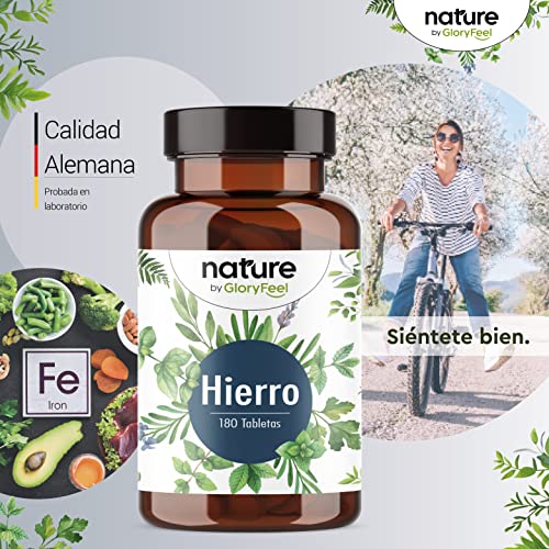 Bisglicinato de Hierro 40mg + 40mg Vitamina C natural de Acerola para una mejor absorción - 180 comprimidos veganos (Suministro para 6 meses) - Producción probada en laboratorio en Alemania