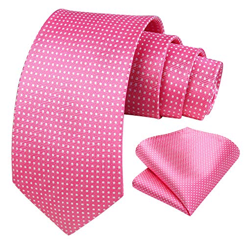 BIYINI Corbatas y Pañuelo Rosado de Hombre Clásico Polka Dot Modernas Conjunto Corbata de Boda Business Partido